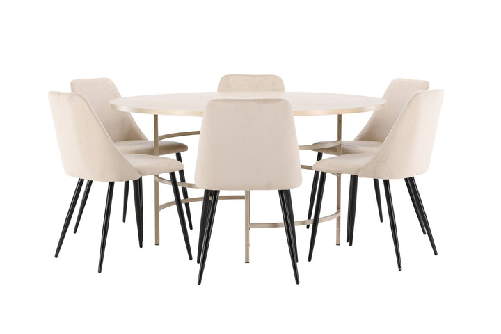 Venture Home Copenhagen Table - Whitewash/Beige with 6 Night Chair - Black / Beige