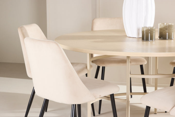Venture Home Copenhagen Table - Whitewash/Beige with 6 Night Chair - Black / Beige