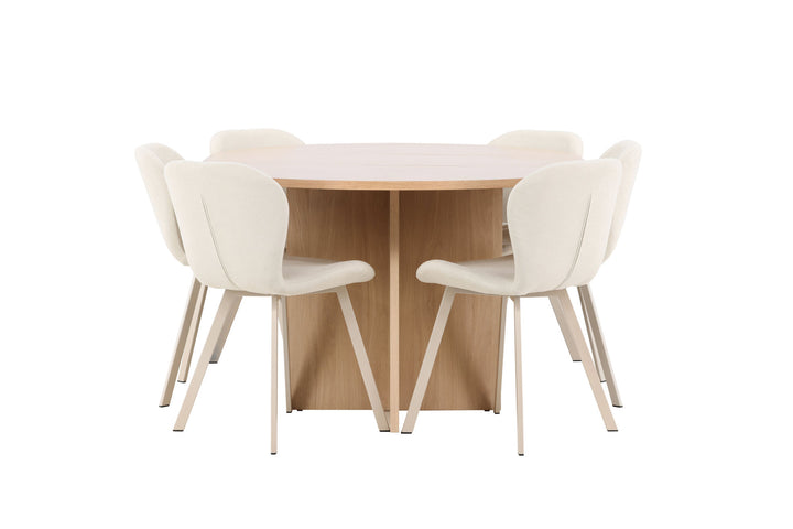 Venture Home Strada Table - Whitewash with 6 Lilja Chair - Beige