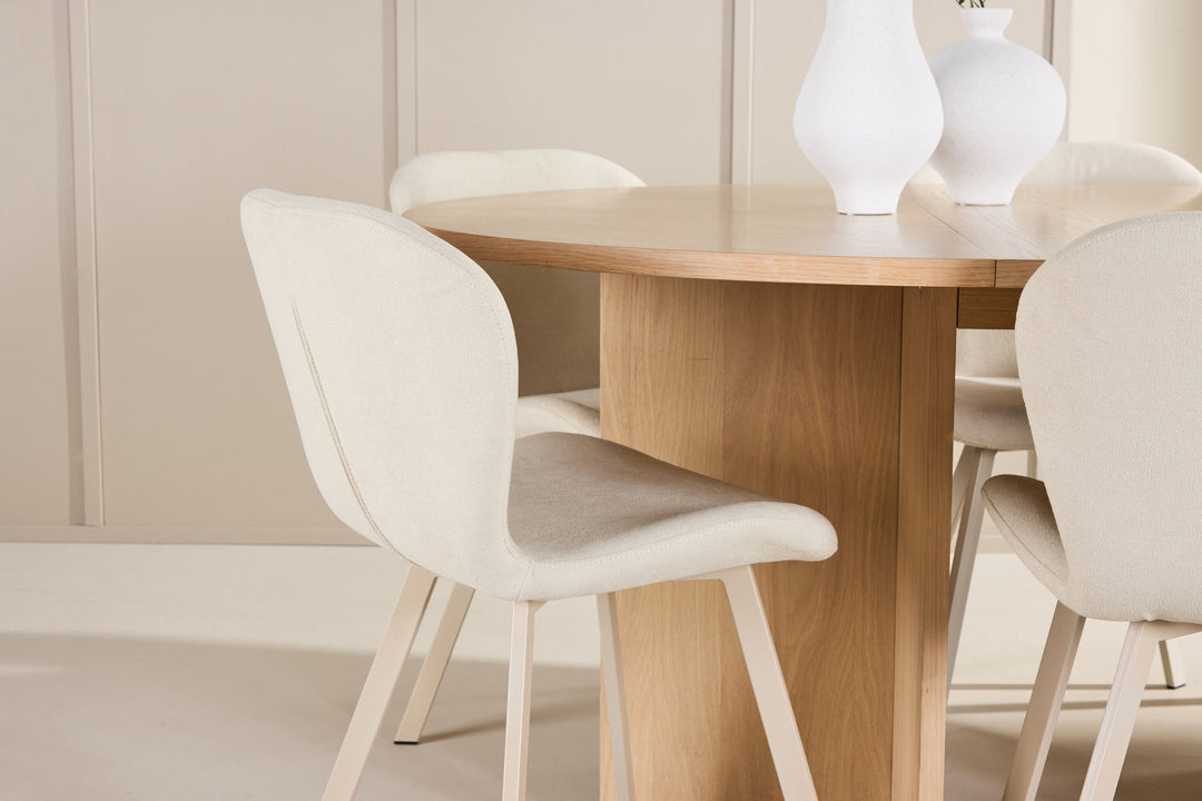 Venture Home Strada Table - Whitewash with 6 Lilja Chair - Beige