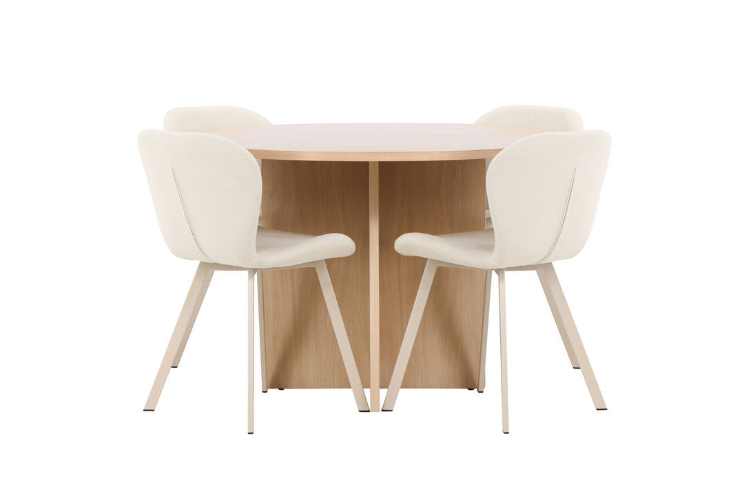 Venture Home Strada Table - Whitewash with 4 Lilja Chair - Beige