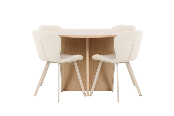 Venture Home Strada Table - Whitewash with 4 Lilja Chair - Beige
