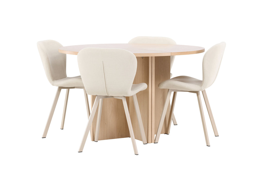 Venture Home Strada Table - Whitewash with 4 Lilja Chair - Beige