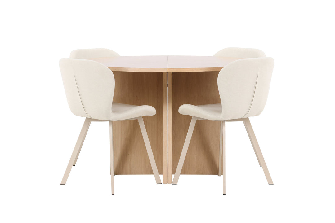 Venture Home Strada Table - Whitewash with 4 Lilja Chair - Beige