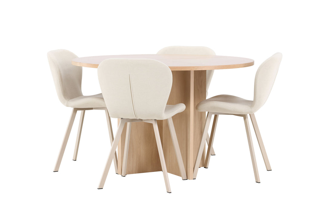 Venture Home Strada Table - Whitewash with 4 Lilja Chair - Beige