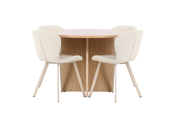 Venture Home Strada Table - Whitewash with 4 Lilja Chair - Beige