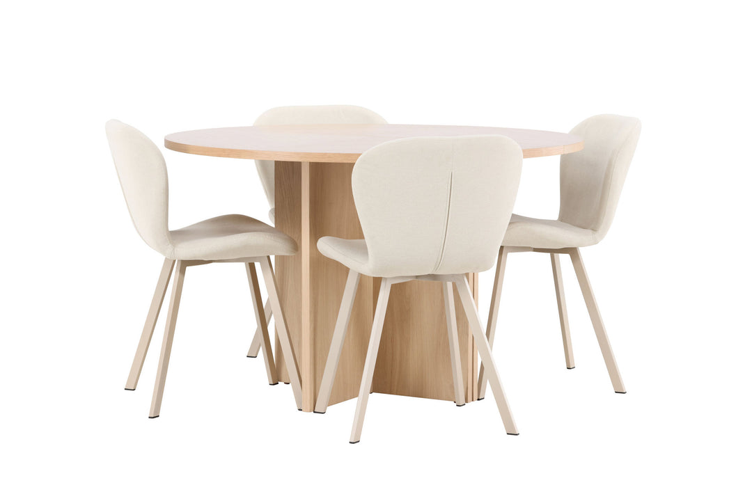 Venture Home Strada Table - Whitewash with 4 Lilja Chair - Beige