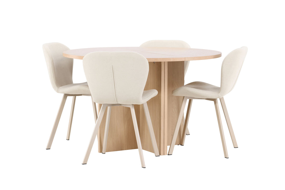 Venture Home Strada Table - Whitewash with 4 Lilja Chair - Beige