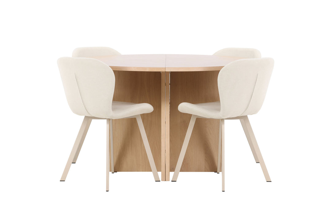 Venture Home Strada Table - Whitewash with 4 Lilja Chair - Beige
