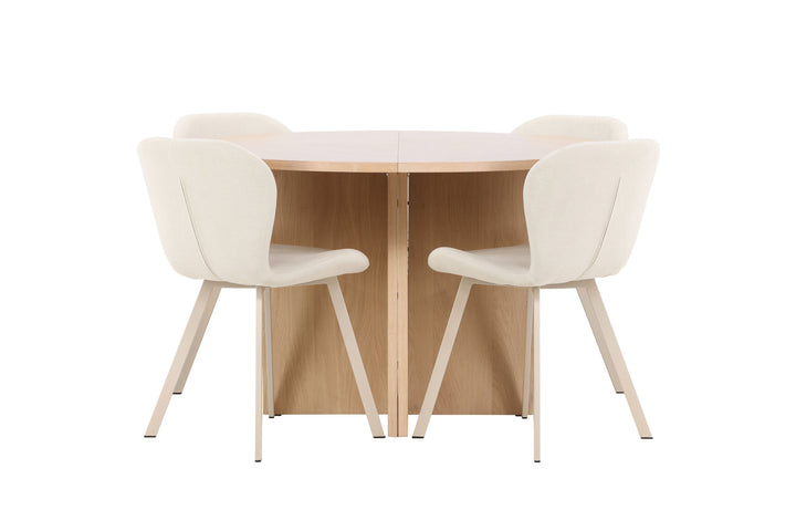 Venture Home Strada Table - Whitewash with 4 Lilja Chair - Beige