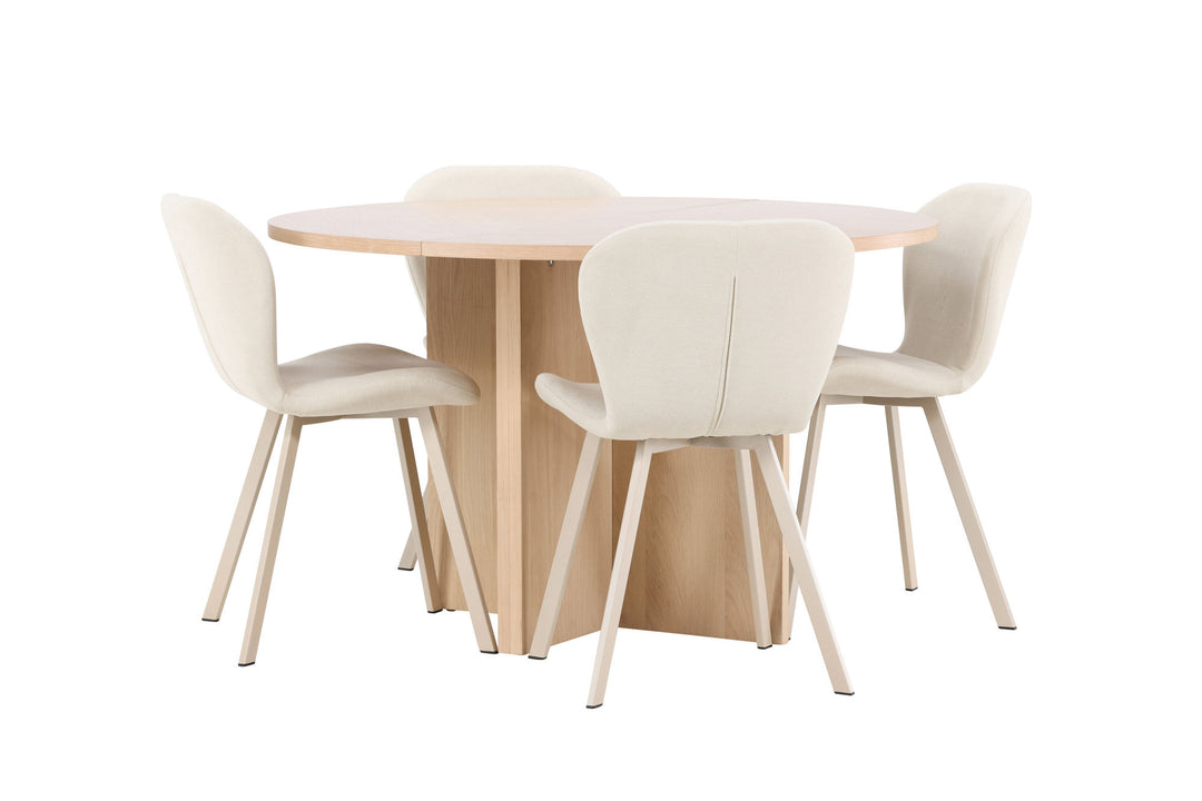 Venture Home Strada Table - Whitewash with 4 Lilja Chair - Beige
