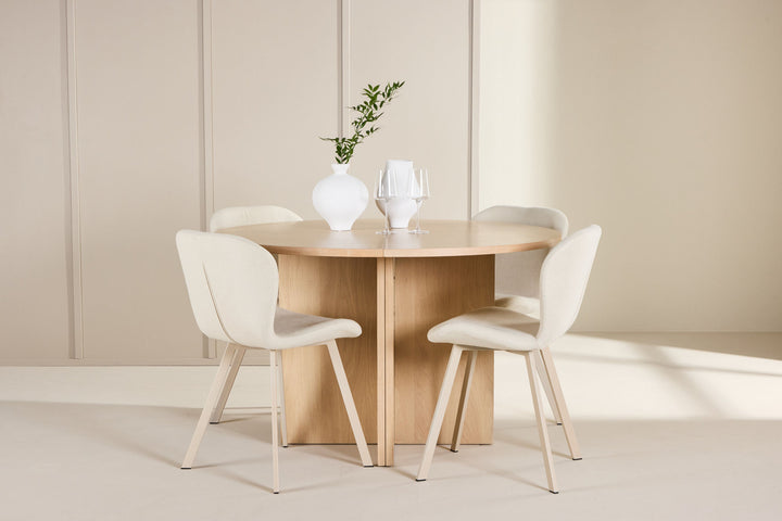 Venture Home Strada Table - Whitewash with 4 Lilja Chair - Beige
