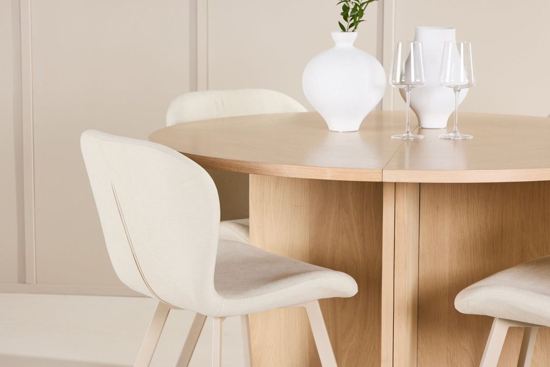 Venture Home Strada Table - Whitewash with 4 Lilja Chair - Beige