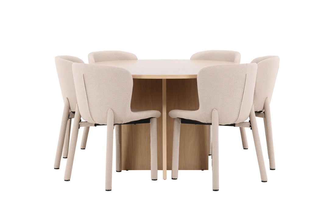 Venture Home Strada Table - Whitewash with 6 Astoria Chair - Beige