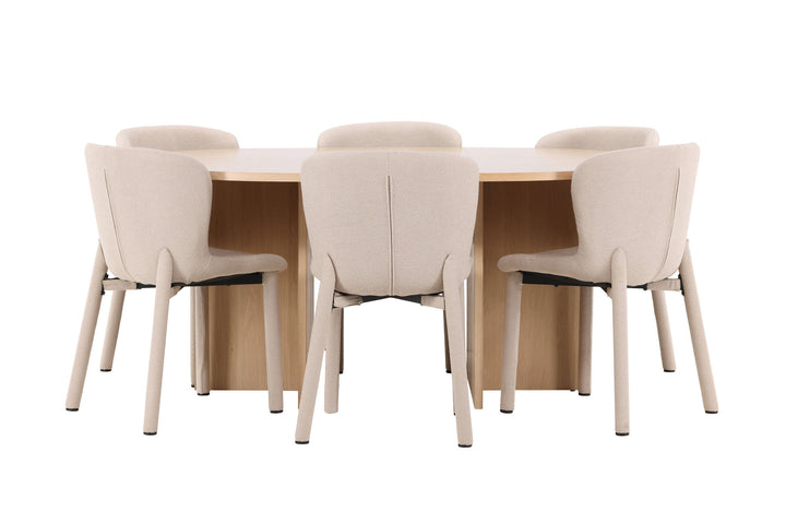 Venture Home Strada Table - Whitewash with 6 Astoria Chair - Beige