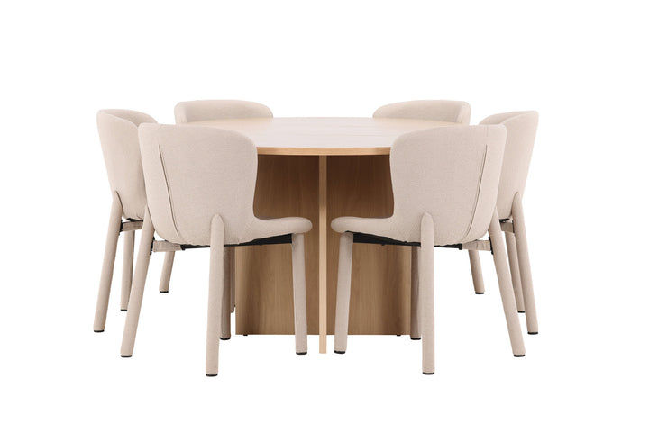 Venture Home Strada Table - Whitewash with 6 Astoria Chair - Beige