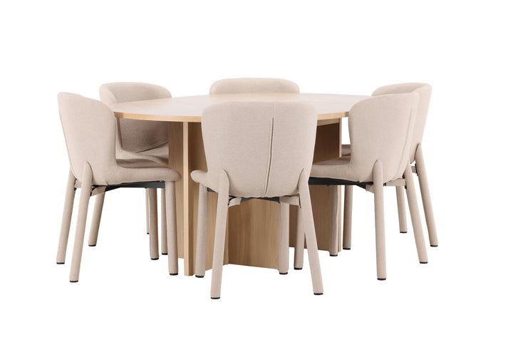 Venture Home Strada Table - Whitewash with 6 Astoria Chair - Beige