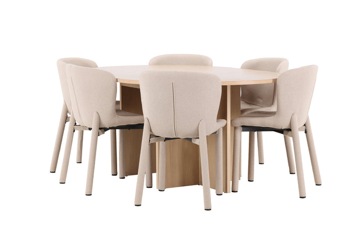 Venture Home Strada Table - Whitewash with 6 Astoria Chair - Beige