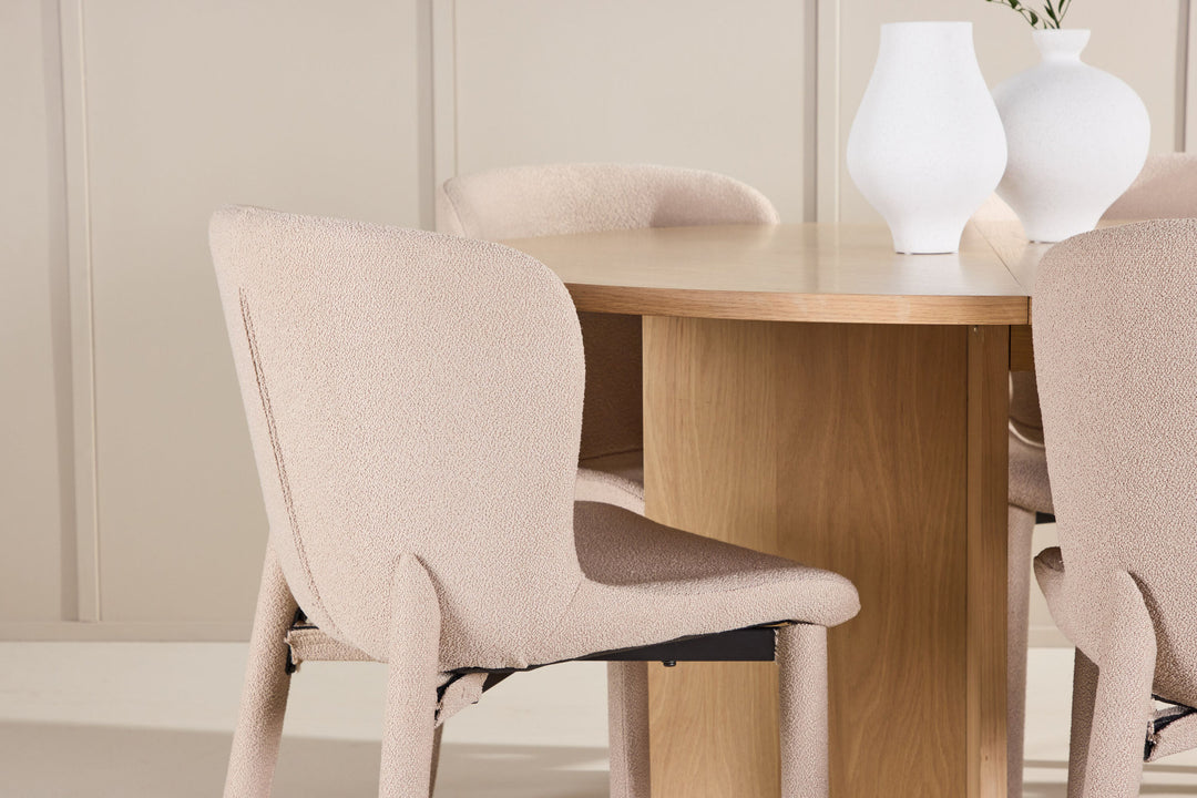 Venture Home Strada Table - Whitewash with 6 Astoria Chair - Beige