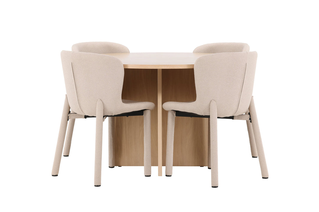 Venture Home Strada Table - Whitewash with 4 Astoria Chair - Beige