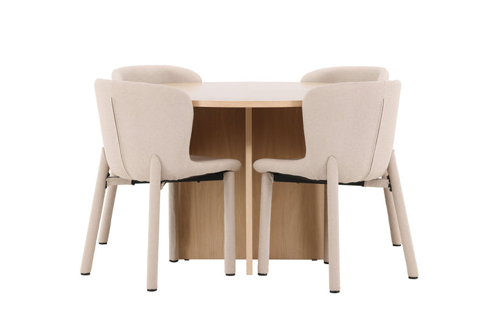 Venture Home Strada Table - Whitewash with 4 Astoria Chair - Beige