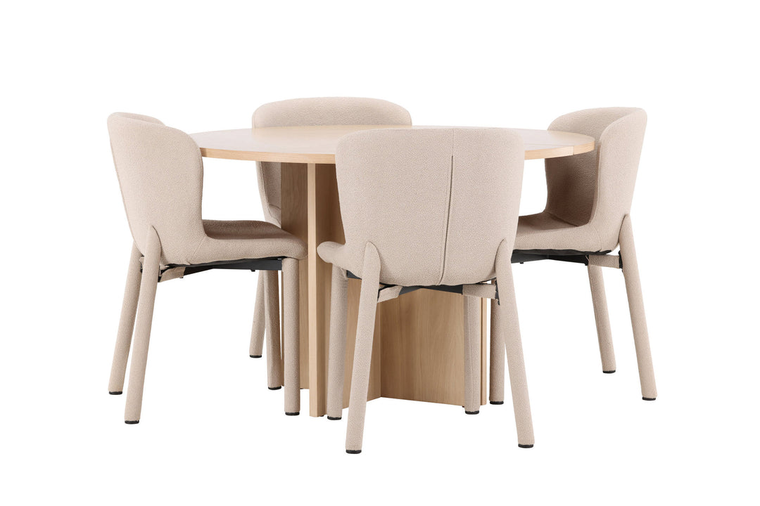 Venture Home Strada Table - Whitewash with 4 Astoria Chair - Beige