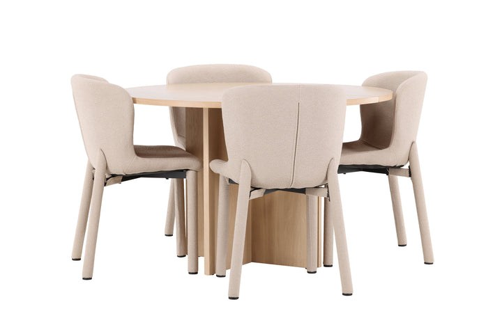 Venture Home Strada Table - Whitewash with 4 Astoria Chair - Beige