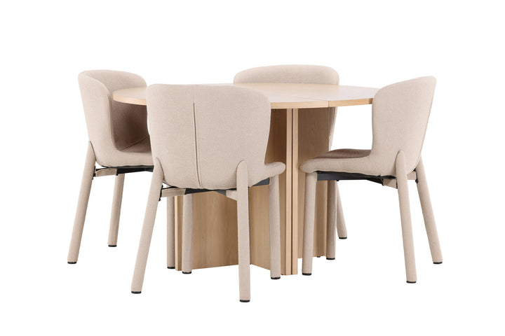 Venture Home Strada Table - Whitewash with 4 Astoria Chair - Beige