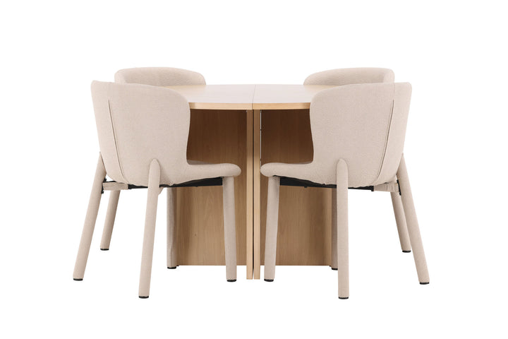 Venture Home Strada Table - Whitewash with 4 Astoria Chair - Beige