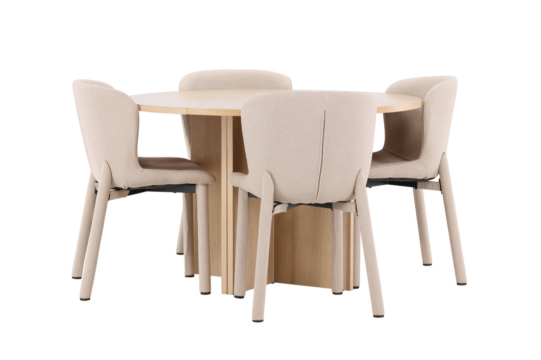 Venture Home Strada Table - Whitewash with 4 Astoria Chair - Beige