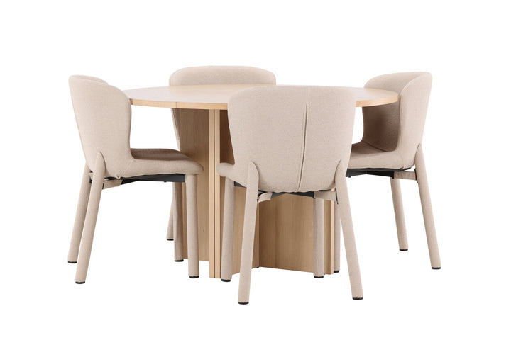 Venture Home Strada Table - Whitewash with 4 Astoria Chair - Beige