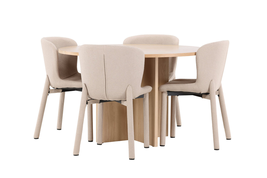 Venture Home Strada Table - Whitewash with 4 Astoria Chair - Beige