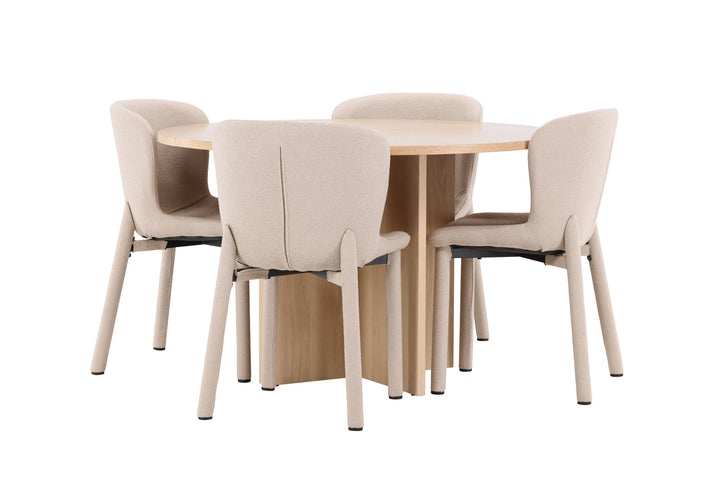 Venture Home Strada Table - Whitewash with 4 Astoria Chair - Beige