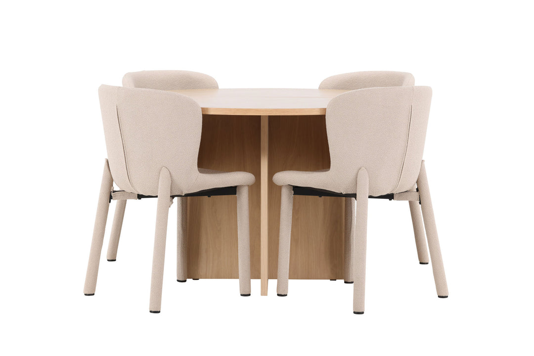 Venture Home Strada Table - Whitewash with 4 Astoria Chair - Beige