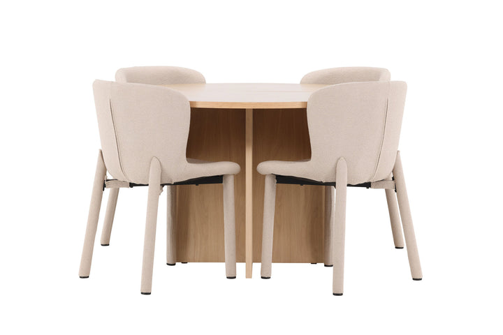Venture Home Strada Table - Whitewash with 4 Astoria Chair - Beige