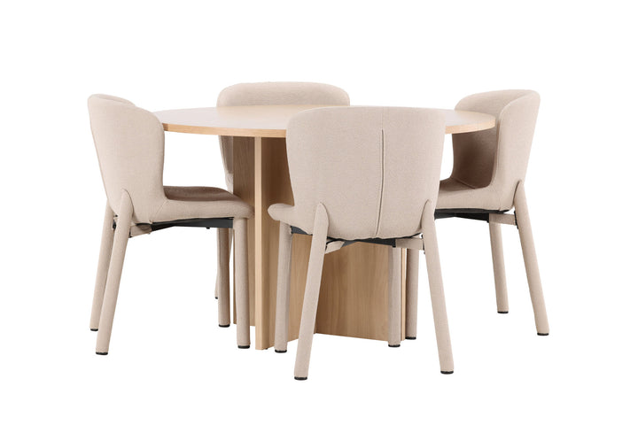 Venture Home Strada Table - Whitewash with 4 Astoria Chair - Beige
