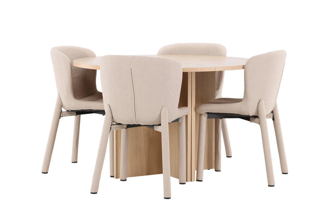 Venture Home Strada Table - Whitewash with 4 Astoria Chair - Beige