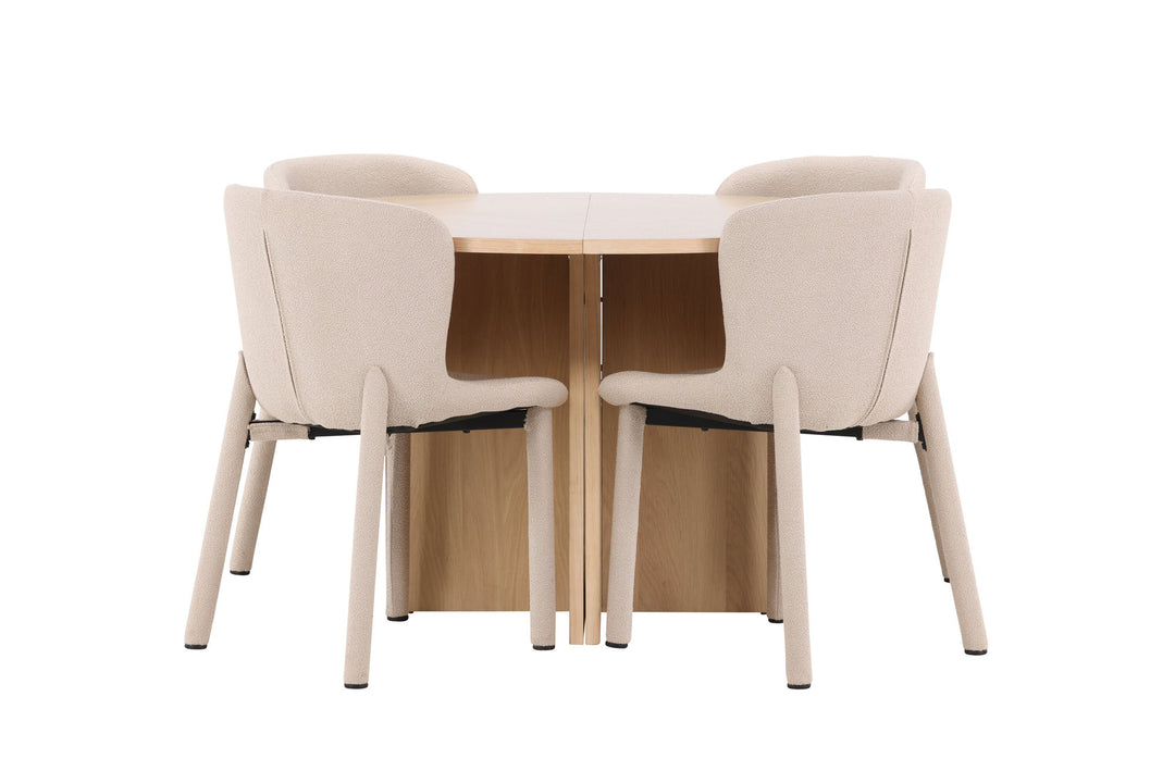 Venture Home Strada Table - Whitewash with 4 Astoria Chair - Beige