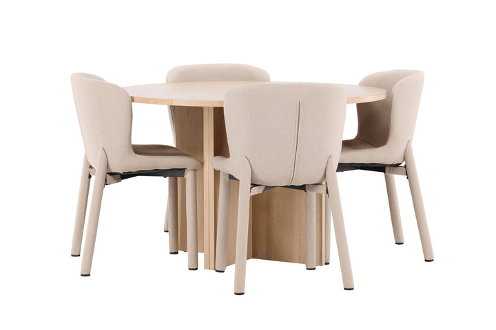Venture Home Strada Table - Whitewash with 4 Astoria Chair - Beige