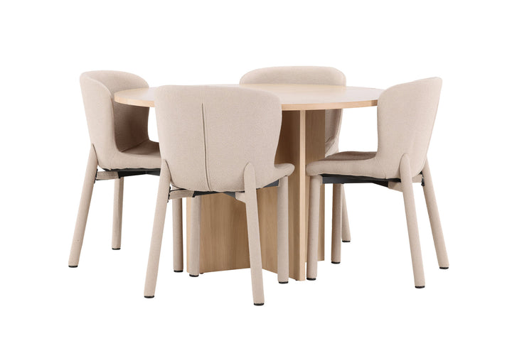 Venture Home Strada Table - Whitewash with 4 Astoria Chair - Beige