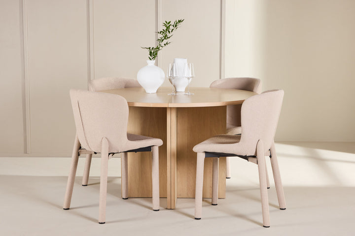 Venture Home Strada Table - Whitewash with 4 Astoria Chair - Beige