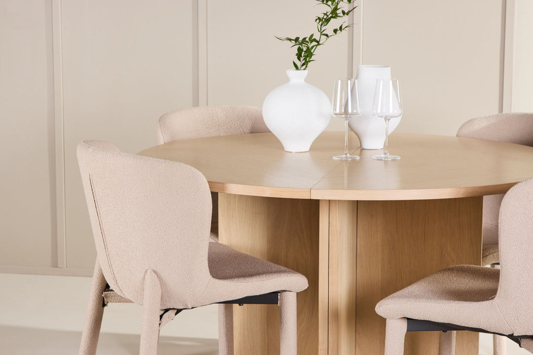 Venture Home Strada Table - Whitewash with 4 Astoria Chair - Beige