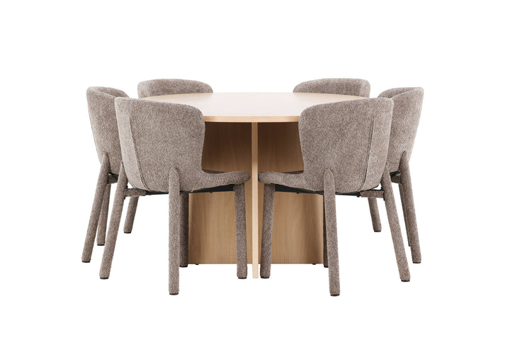 Venture Home Strada Table - Whitewash with 6 Astoria Chair - Brown