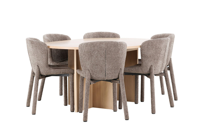Venture Home Strada Table - Whitewash with 6 Astoria Chair - Brown