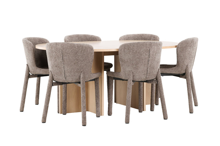 Venture Home Strada Table - Whitewash with 6 Astoria Chair - Brown