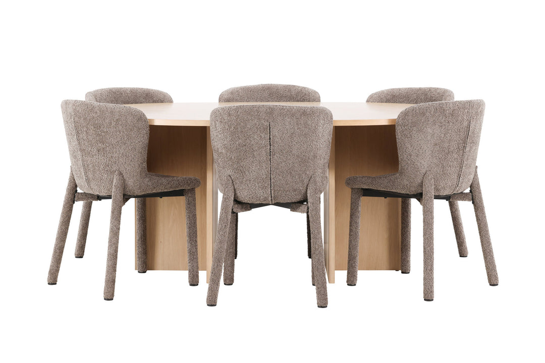 Venture Home Strada Table - Whitewash with 6 Astoria Chair - Brown