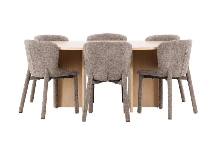 Venture Home Strada Table - Whitewash with 6 Astoria Chair - Brown
