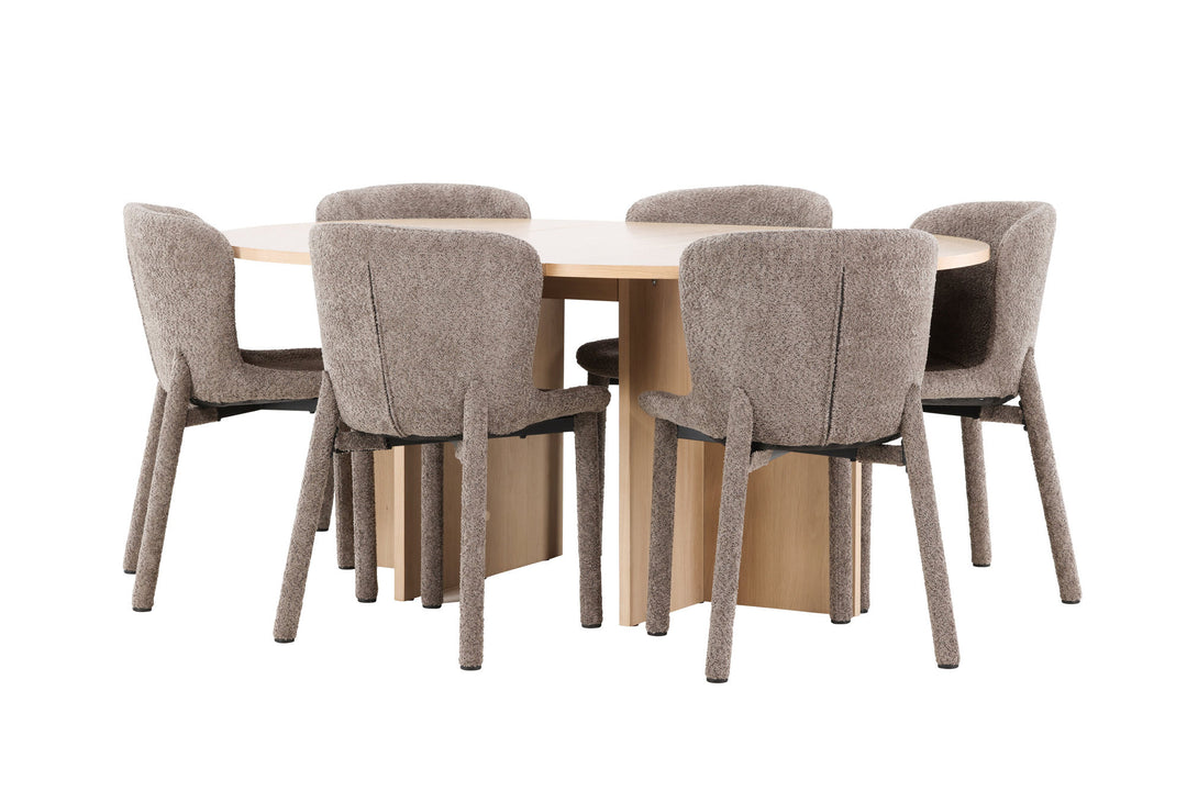 Venture Home Strada Table - Whitewash with 6 Astoria Chair - Brown