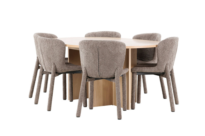 Venture Home Strada Table - Whitewash with 6 Astoria Chair - Brown
