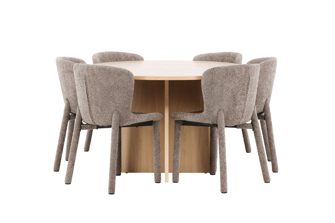 Venture Home Strada Table - Whitewash with 6 Astoria Chair - Brown